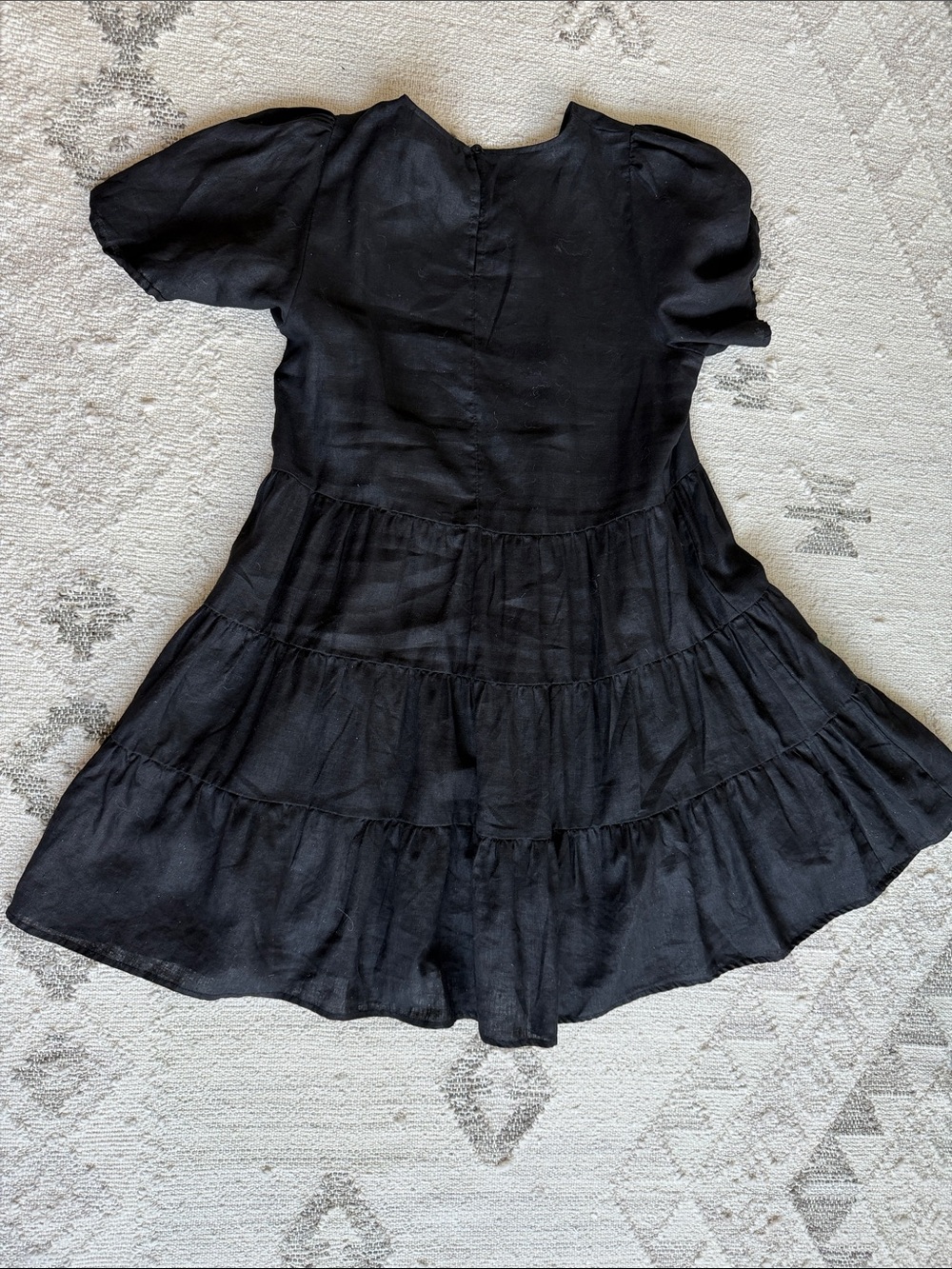 Seed Heritage Australia Black Linen Tiered flowy short Sleeve Dress. Size US 4-6